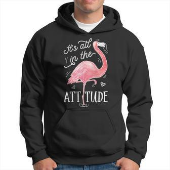 It's All In The Attitude Pink Flamingo Watercolor Hoodie | Mazezy