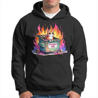 It's Fine I'm Fine Everything's Fine Lil Dumpster Fire Cat Hoodie - Monsterry AU