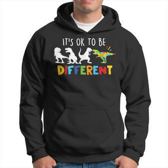 It's Ok To Be Different Autism Awareness Dinosaur Hoodie - Seseable