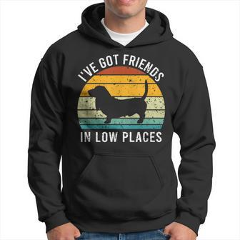 I've Got Friends In Low Places Basset Hound Retro Hoodie | Seseable CA