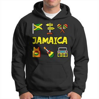 Jamaica Icons Jamaican Flag Love Reggae Guitar Maracas Hoodie - Monsterry