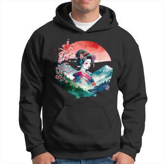 Japan Traditionell Landschaft Geisha Kirschblüte Retro Anime Hoodie - Geschenkecke