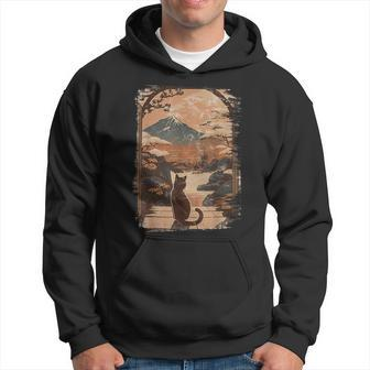 Japanese Cat With Landscape And Mountain Hoodie - Monsterry DE
