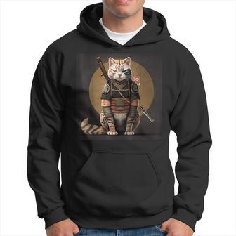 Japanese Samurai Retro Cat Graphic Hoodie - Thegiftio UK