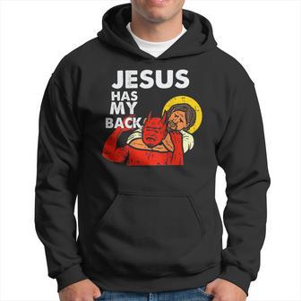 Jesus Has My Back Guardian Angel On Back Hoodie - Thegiftio UK