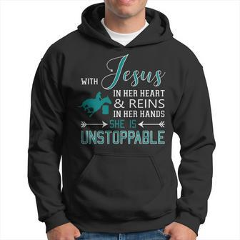 With Jesus In Her Heart And Reins In Her Hands She Is Hoodie | Mazezy