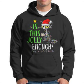 Is This Jolly Enough Black Cat Merry Christmas Tree Lights Hoodie - Monsterry UK