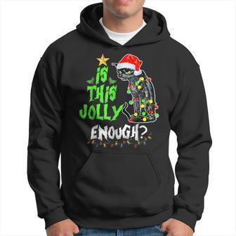 Is This Jolly Enough Black Cat Merry Christmas Tree Lights Hoodie - Seseable