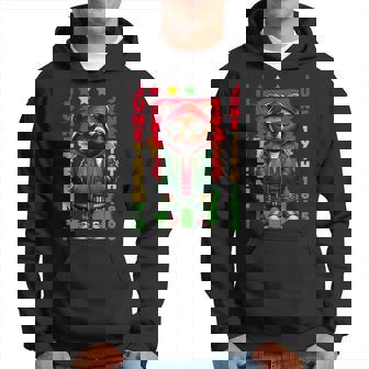 Junenth Black Hip Hop Teddy Bear Black Freedom 1865 Hoodie | Mazezy