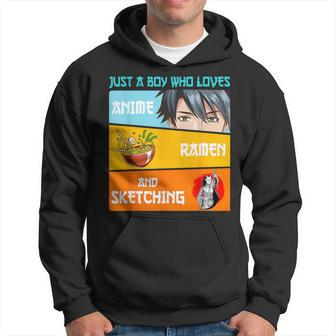 Just A Boy Who Loves Anime Ramen And Sketching Japan Anime Hoodie | Mazezy DE