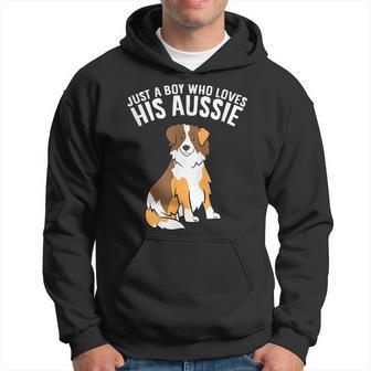 Just A Boy Who Loves His Aussie Dog Son Australian Shepherds Hoodie - Monsterry UK