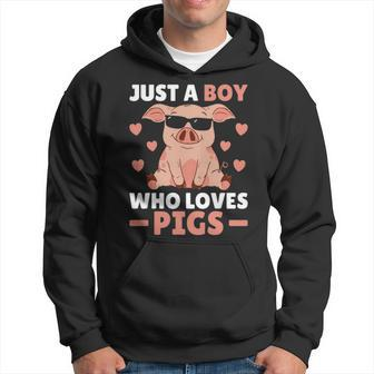 Just A Boy Who Loves Pigs Men Pig Lovers Pig Stuff Hoodie | Mazezy