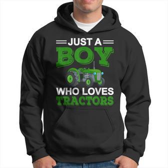 Just A Boy Who Loves Tractors Farm Kid Birthday Hoodie - Thegiftio UK