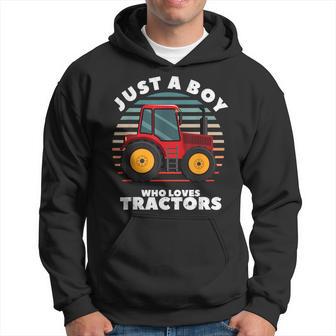 Just A Boy Who Loves Tractors Farmer Tractor Hoodie - Thegiftio UK