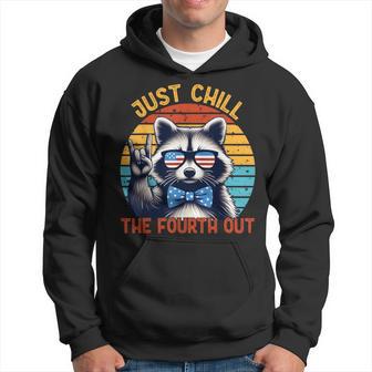Just Chill The Fourth Out Raccoon 4Th Of July Vintage Hoodie - Thegiftio UK