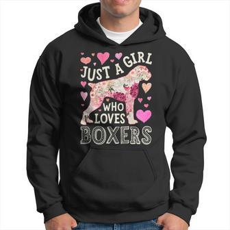 Just A Girl Who Loves Boxers Dog Silhouette Flower Floral Hoodie | Mazezy