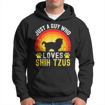 Just A Guy Who Loves Shih Tzus Retro Vintage Shih Tzu Dog Hoodie - Thegiftio UK