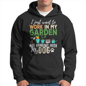 I Just Want To Work In My Garden And Hang Out Dogs Hoodie - Thegiftio UK