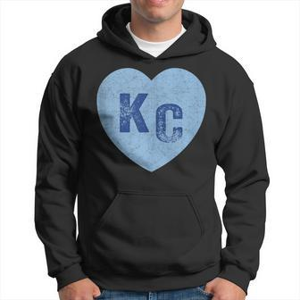 Kansas City Heart Kc Hearts I Love Kc Letters Blue Vintage Hoodie - Monsterry