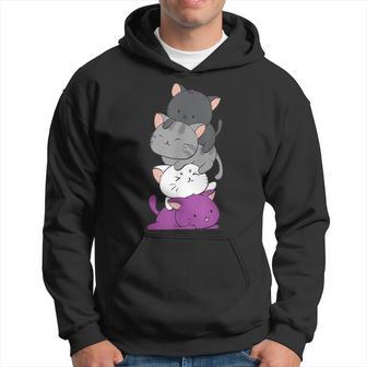 Kawaii Cat Pile Anime Asexual Pride Flag Kittens Hoodie - Thegiftio UK