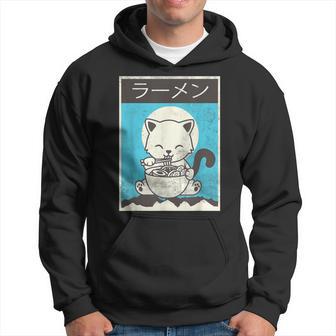 Kawaii Cat Ramen Noodle Cute Cat Vintage Retro Japanese Hoodie - Monsterry DE