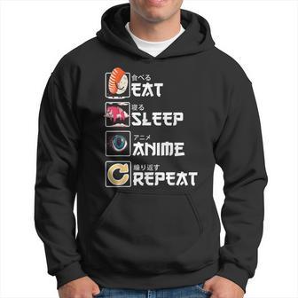 Kawaii Manga Sushi Eat Sleep Anime Repeat Cute Anime Hoodie - Monsterry DE