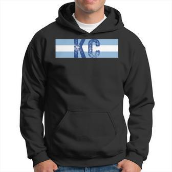 Kc 2 Letters Kansas City Cool Kc Blue Stripes Kc Retro Cool Hoodie - Monsterry
