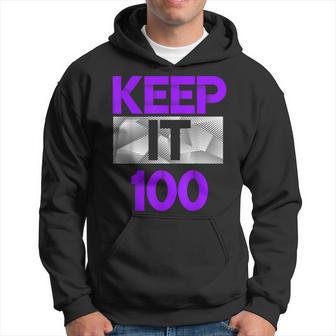 Keep It 100 Purple Color Graphic Hoodie - Monsterry