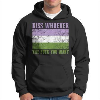 Kiss Whoever The F You Want Genderqueer Pride Flag Lgbtq Hoodie - Monsterry CA