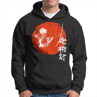 Kyudo Japanese Archery Martial Arts Red Moon Kanji Hoodie - Thegiftio UK