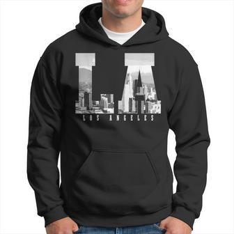 La Los Angeles California Skyline Usa Vintage Souvenir Black Hoodie - Seseable