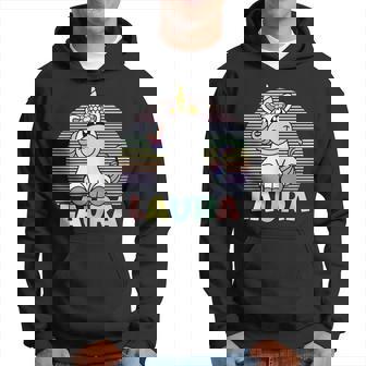 Laura Name Vorname Einhorn Regenbogen Personalisiert Hoodie - Seseable