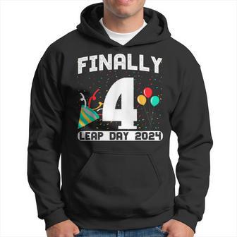 Leap Year Finally 4 Years Old Leap Day 2024 Birthday Party Hoodie - Thegiftio UK