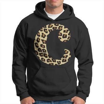 Leopard Cheetah Print Letter C Initial Rustic Monogram Hoodie - Monsterry CA