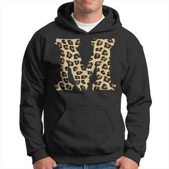 Leopard Cheetah Print Letter M Initial Rustic Monogram Hoodie - Monsterry UK