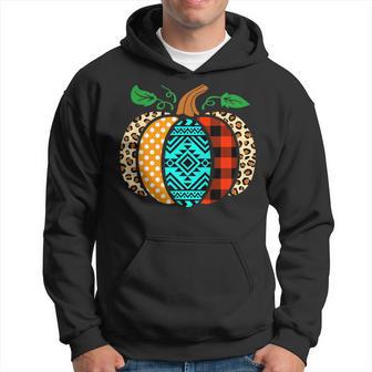 Leopard Print Pumpkin Plaid Aztec Southwest Teal Pumpkin Hoodie - Monsterry UK