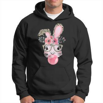 Leopard Print Rabbit Bunny Blowing Bubble Gum Easter Day Hoodie | Mazezy CA