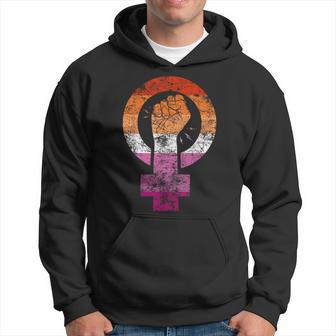 Lesbian Pride Flag Feminist Vintage Lesbian Flag Hoodie - Monsterry CA