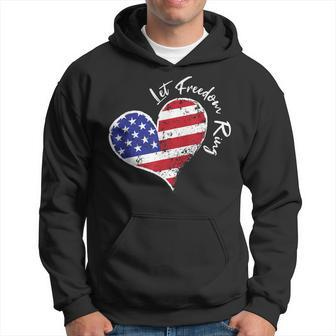 Let Freedom Ring Heart 4Th Of July Patriotic Usa Flag Stars Hoodie - Monsterry DE