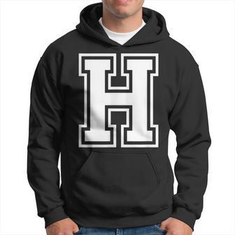 Letter H Name Initial Varsity Alphabet Monogram Hoodie - Seseable