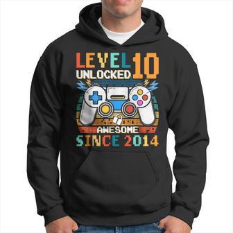 Level 10 Unlocked Awesome Since 2014 10Th Birthday Gaming Hoodie - Thegiftio UK