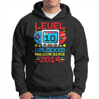 Level 10 Unlocked Video Gamer 10Th Birthday Boy Born In 2014 Hoodie - Thegiftio UK