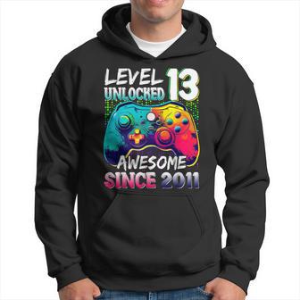 Level 13 Unlocked Awesome 2011 Video Game 13Th Birthday Boy Hoodie - Thegiftio UK