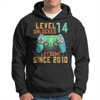 Level 14 Unlocked 14Th Birthday 14 Year Old Gamer Bday Hoodie - Seseable