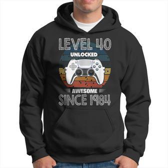 Level 40 Unlocked Awesome Since 1984 Gamer 40Th Birthday Boy Hoodie - Thegiftio UK
