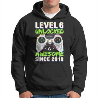 Level 6 Unlocked Awesome Since 2018 6Th Birthday Gaming Boys Hoodie | Mazezy AU