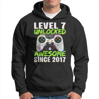 Level 7 Unlocked Awesome Since 2017 7Th Birthday Boys Hoodie | Mazezy