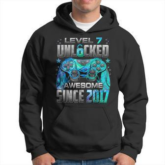Level 7 Unlocked Awesome Since 2017 7Th Birthday Gaming Hoodie | Mazezy