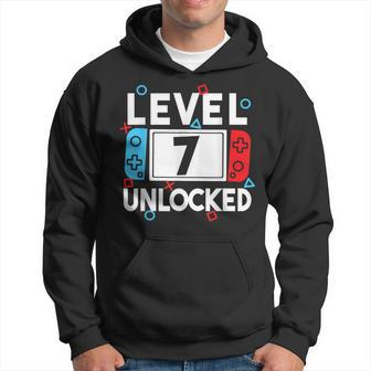 Level 7 Unlocked Gamer 7Th Birthday Video Game Boys Hoodie - Seseable