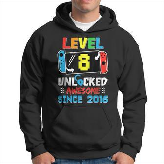 Level 8 Unlocked Awesome Since 2016 Video Game Birthday Hoodie - Monsterry